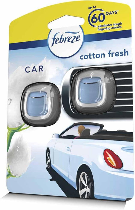 Febreze Clip-On Car Air Freshener – Cotton (4ml, Twin Pack)