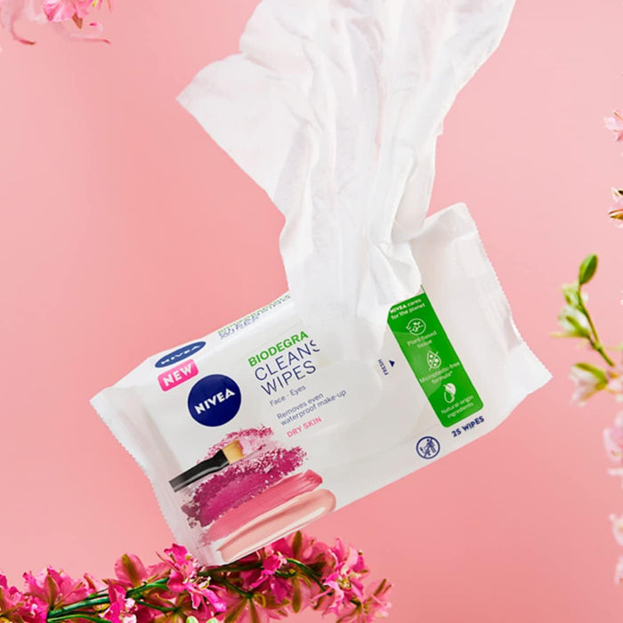 NIVEA 3in1 Biodegradable Cleansing Wipes (25 Wipes) – Dry Skin