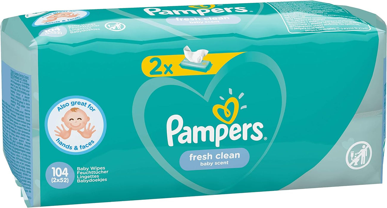 Pampers Baby Wipes Fresh Clean 2 x 52 Wipes