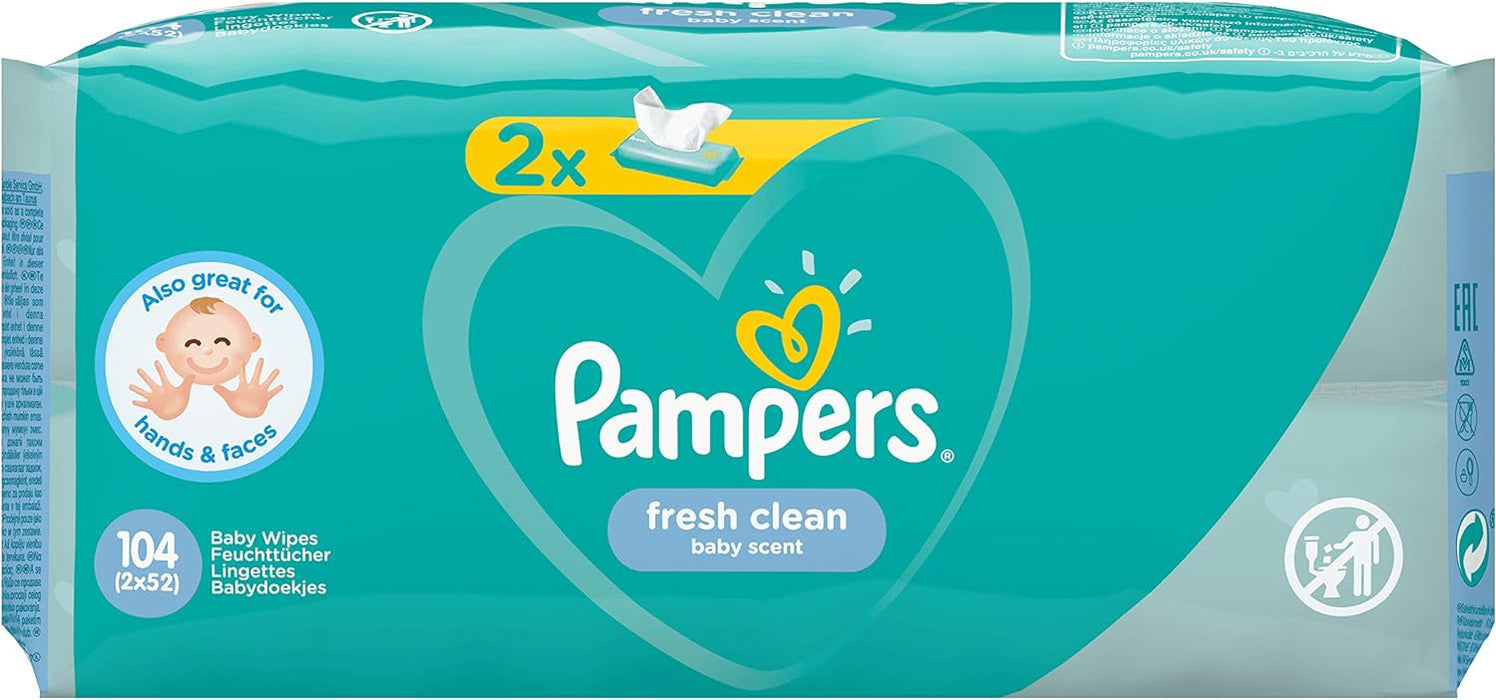 Pampers Baby Wipes Fresh Clean 2 x 52 Wipes