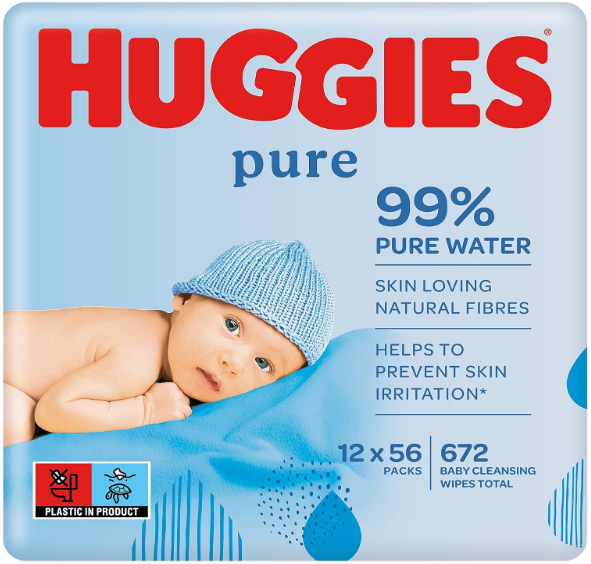 Huggies Pure Baby Wipes (12 x 56 Wipes, 672 Total)