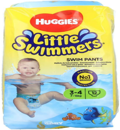 Huggies Little Swimmers Disposable Swim Pants (Size 3–4, 7–15 kg, 12 Count)