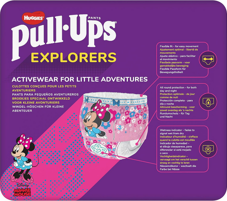 Huggies Explorers Pull-Ups for Girls (Size 5 / 12–17 kg, 24 Pants)