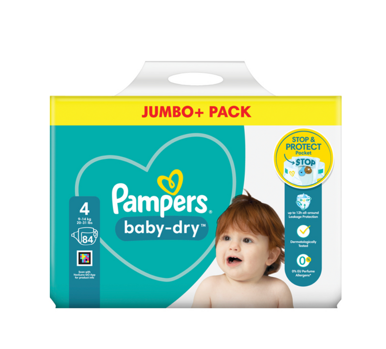 Pampers Baby Dry Size 4 Jumbo Pack (84 Nappies, 9–14 kg)