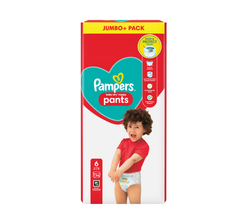 Pampers Baby Dry Nappy Pants Size 6 (16–19 kg) – Jumbo Pack (54 Pants)