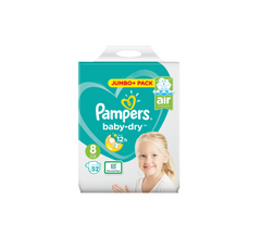 Pampers Baby Dry Taped Size 8 Jumbo Pack (52 Nappies)