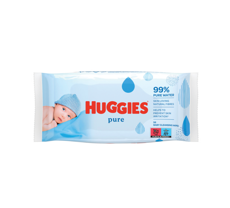 Huggies Pure Baby Wipes (56 Wipes, 99% Water)