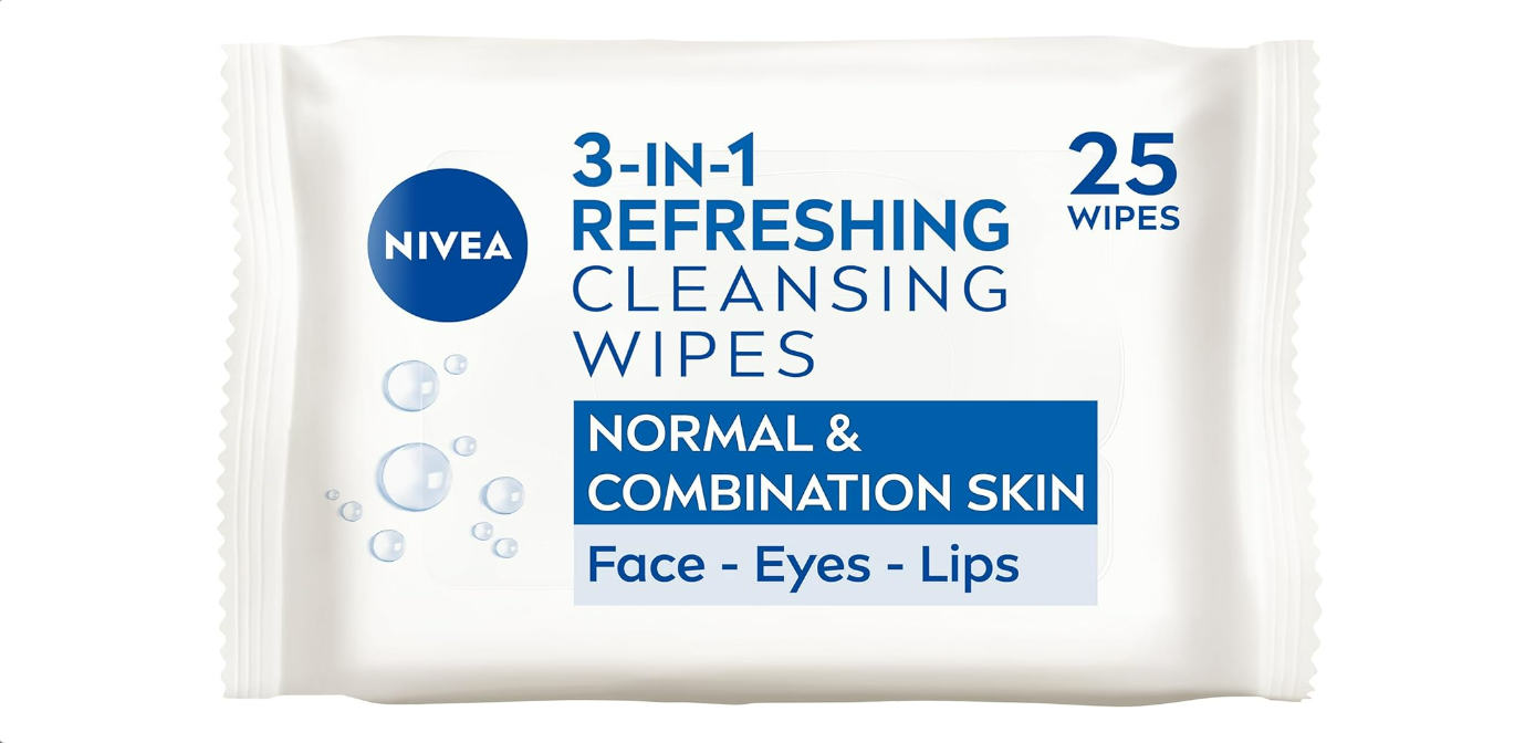 NIVEA 3in1 Biodegradable Cleansing Wipes (25 Wipes) – Normal & Combination Skin