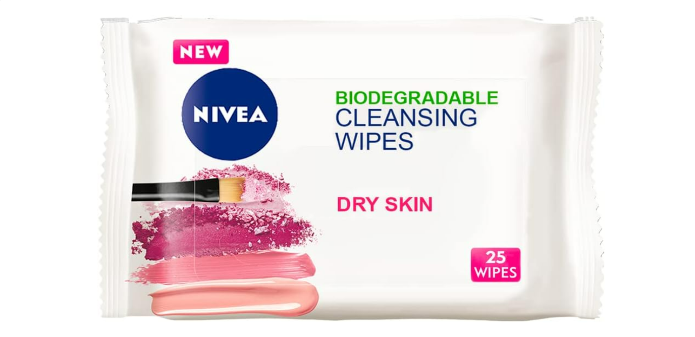 NIVEA 3in1 Biodegradable Cleansing Wipes (25 Wipes) – Dry Skin